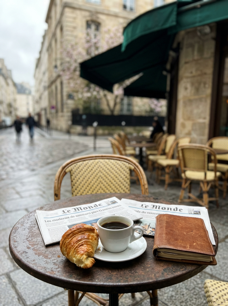 파리 노천카페 테이블 풍경