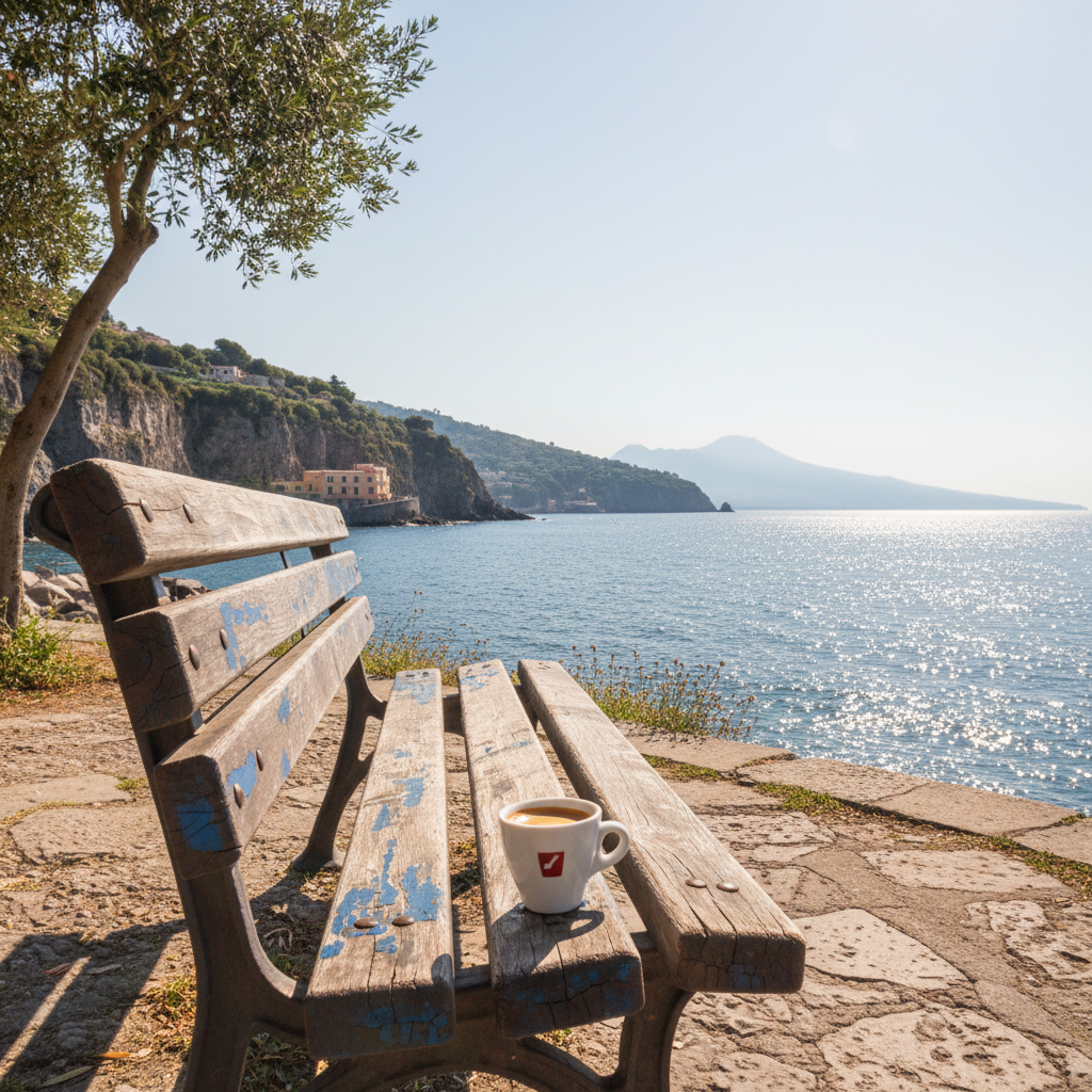 소렌토 해안의 조용한 벤치