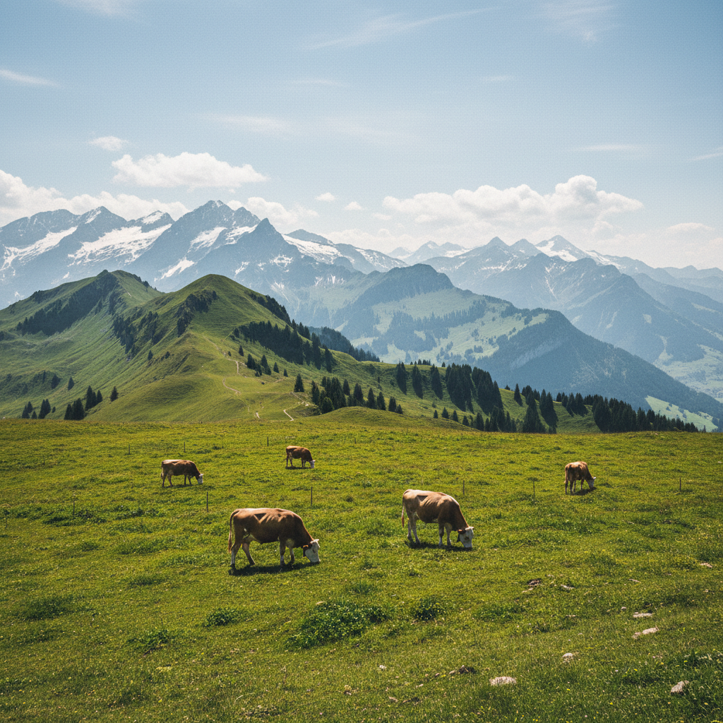 리기산 정상의 푸른 초원